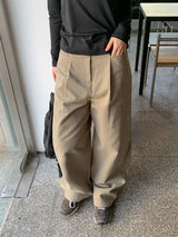 ハンポ ピンタック ピーチファズ ワイドパンツ