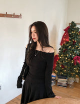 Romantic Warm Off Shoulder Raglan T-Shirt (4color)