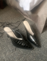 Valenti Long Strap Stiletto Mule (black)