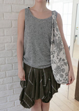 Linen Shirring Sleeveless Top_Dark Grey
