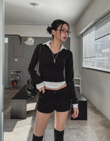 ヴィヴオタクシックブラッシュドカラーレイヤード長袖Tシャツ