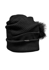  FLUFFY FORM BEANIE . BLACK