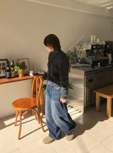 Hison Balloon Wide Brushed Denim Pants