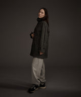 W BALMACAAN HERRINGBONE WOOL CASHMERE HALF COAT BLACK