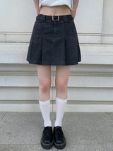 [Belt SET] ゲンジベルトデニムプリーツスカート