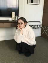Foaming High Neck Poggle Fur Hooded Jacket (3c)