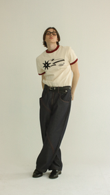 シューティングスターリンガーTシャツ @ アイボリー * レッド