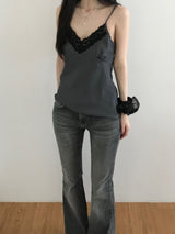 Satin Lace Sleeveless Top (2 colors)