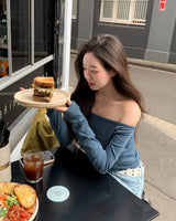 [ORIGINAL] Pub Off-Shoulder Long Sleeve T-Shirt