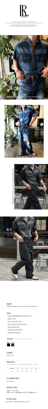 [PREMIUM] Western denim anorak shirts (2color)