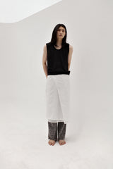 Linen oval neck knit, Black