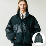 reversible wrinkles nylon high neck puffer