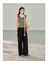 Easy-fit Straight Banding Wide Summer Slacks