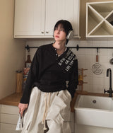 デヴェルワッフルヘンリーネックロングスリ－ブTシャツ