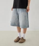 Bleached Bermuda Pants (Light Blue)