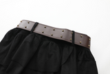 Metal Belt Layered Uneven Skirt