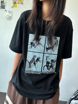 ジュジュ フォーセクション ブラックホワイト オーバーサイズTシャツ - 4カラー