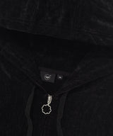 Women’s Velvet Crop Hooded Zip-Up Black