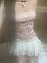 Thankstoo Lace Tube Top (light pink)