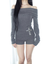 Crystal Cross Mini Shorts