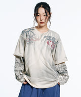 Oil Washed Layered Long Sleeve - Black