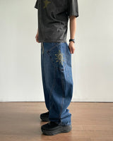 Solar embroidered denim pants