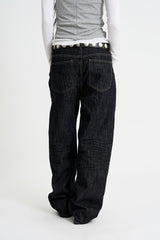 インディゴエンボスデニムパンツ