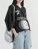 Glitter Metal Sporty V-Neck T-shirt