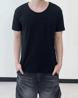 スリムフィットリブ UネックショートスリーブTシャツ