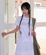 LACE FLOWER T SHIRT - WHITE