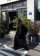 ウールハイネックロングコート