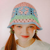 PASTEL CROCHET KNIT HAT (MIX_PINK/BLUE)