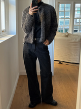 [Unisex] ヘアリークロップラウンドニットカーディガン(3color)