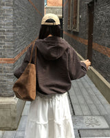 Little Hooded Check Windbreaker