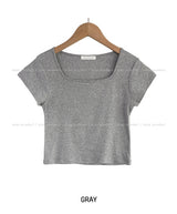 [U-BASIC] Poke Span Square Cap Sleeve T-Shirt