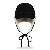 VA Curved Circle Logo Suede Flap Cap / Black