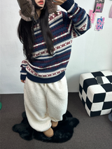 クリームテディシープファーロングパンツ🧸🤎🐑🖤3COLOR