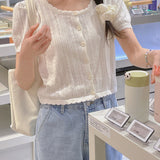 Latte Short-Sleeved Knit Cardigan