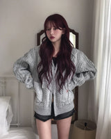 [wool30%] ウッズケーブル ツーウェイニット フード付きジップアップ