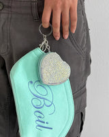 CRYSTAL HEART MIRROR KEYRING (MINT)
