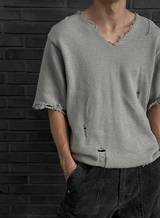 [S/S] Vacance damage v neck half knit(3color)