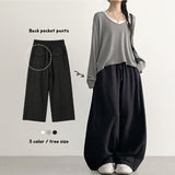 Flap Pocket Pants Cotton Wide Pants (3 colors)