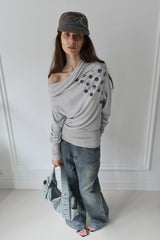 26SS★ DRAPE DOT GRAPHIC ANGORA TOP