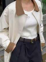 Noiton リブUネックTシャツ