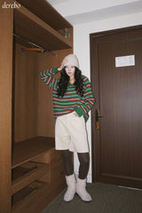 Tree Stripe V-neck Long Sleeve Knitwear