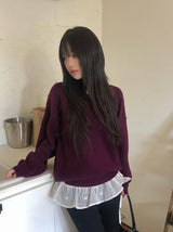 Nuan Daily V-Neck Label Loose Fit Knit