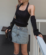 Zen halter-neck cable knitwear warmer set