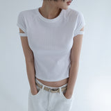 [Keatin] Raglan Cutting Short Sleeve Ribbed T-Shirt - 4color