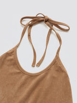 Halter-Tie Suede Apron_Black