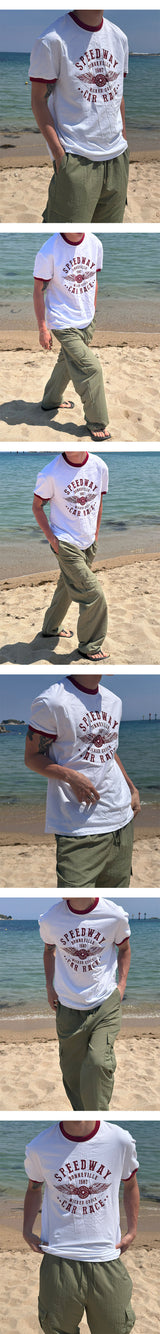 [S/S] コットンプリントリンガーハーフTシャツs(3color)